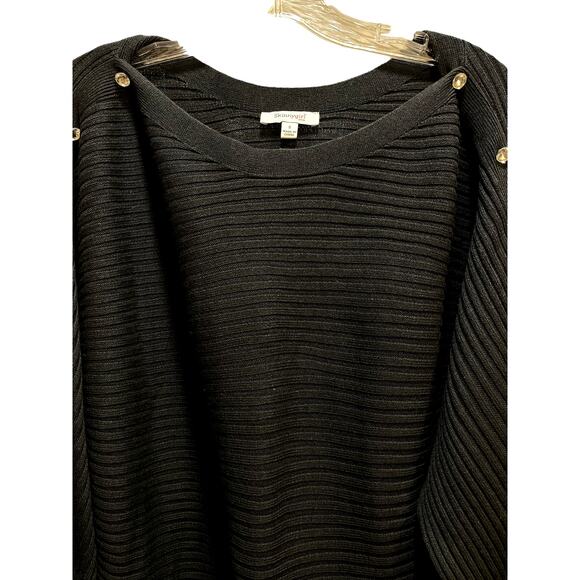 Skinnygirl Jeans Luna Boat Neck Ribbed Knit Sweater Black Button Shoulder Small - Picture 3 of 8